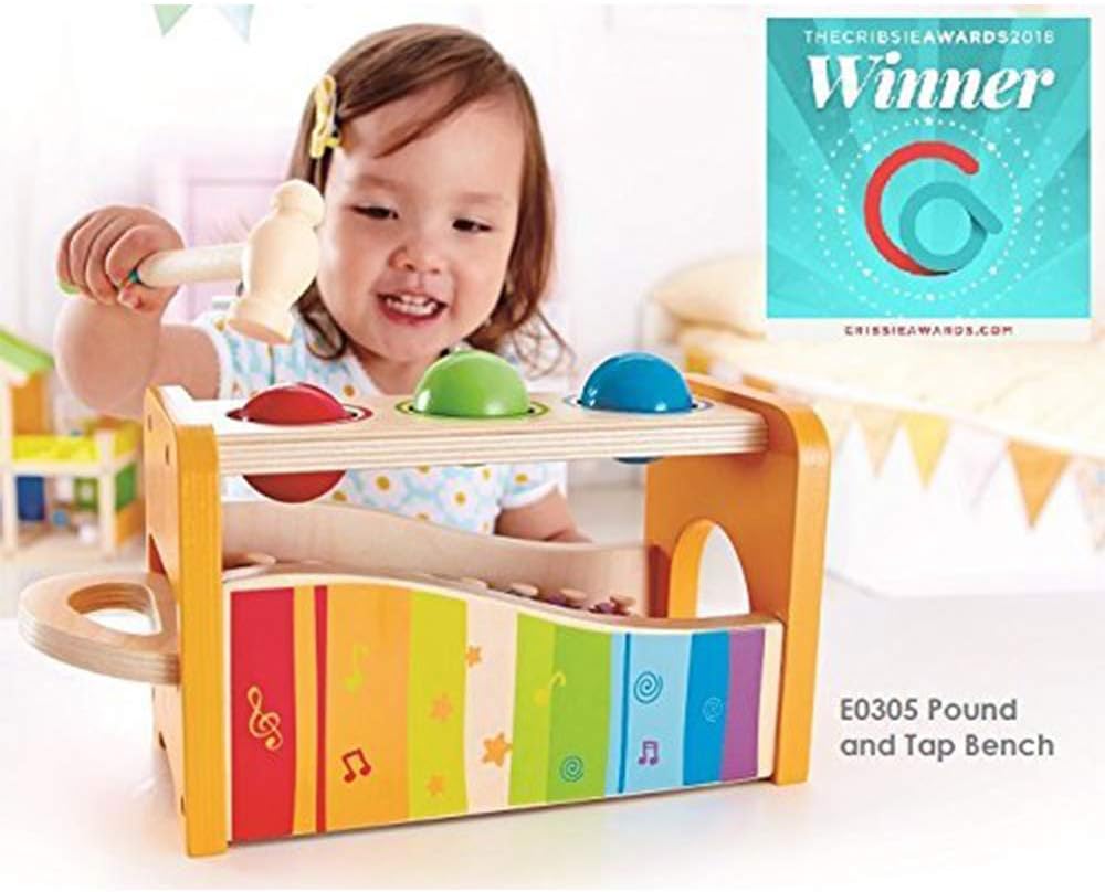 Wooden Pounding Bench, Xylophone, and Tambourine Music Set M173
