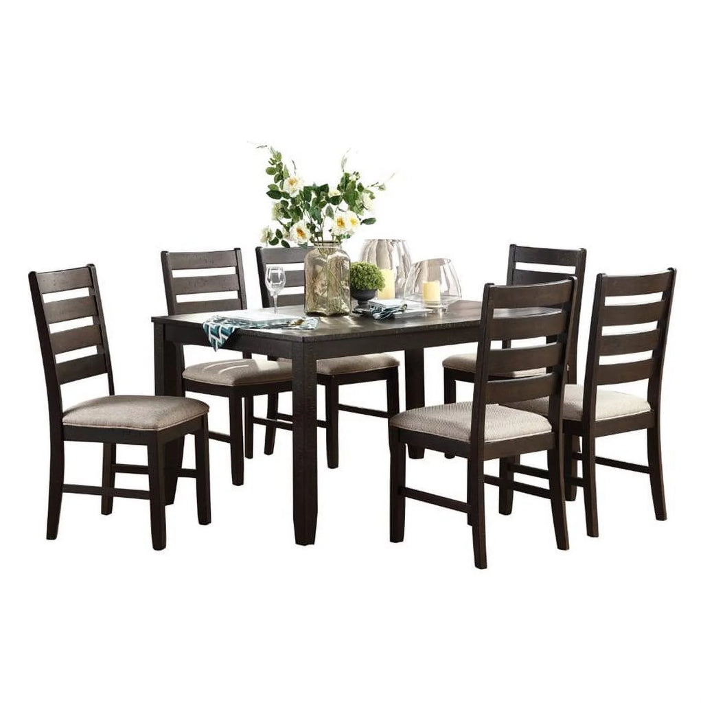 Brown 7 Piece Wood Dining Set P6342