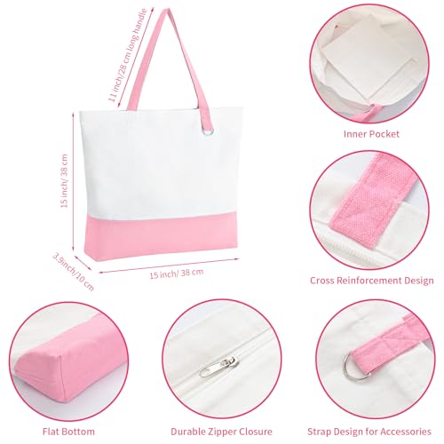6 Pack Canvas Tote Bags with Zipper M152720