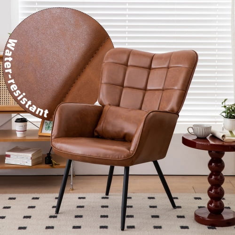 Bonded Leather High Back Accent Chair with Metal Legs A554
