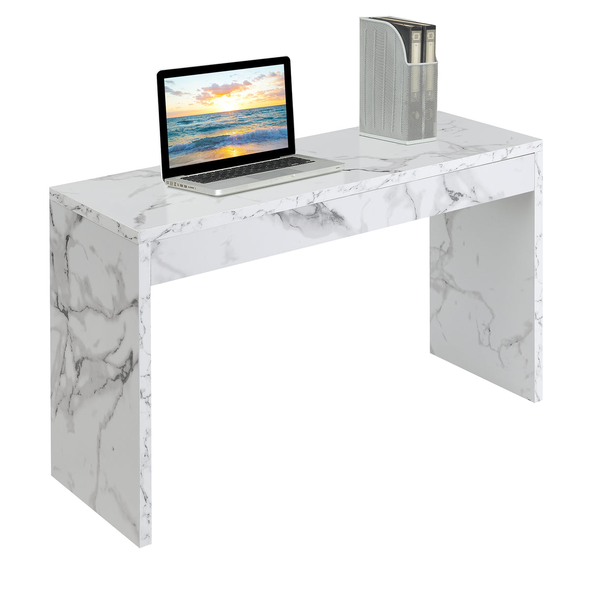 White Faux Marble Console Table/Desk A140