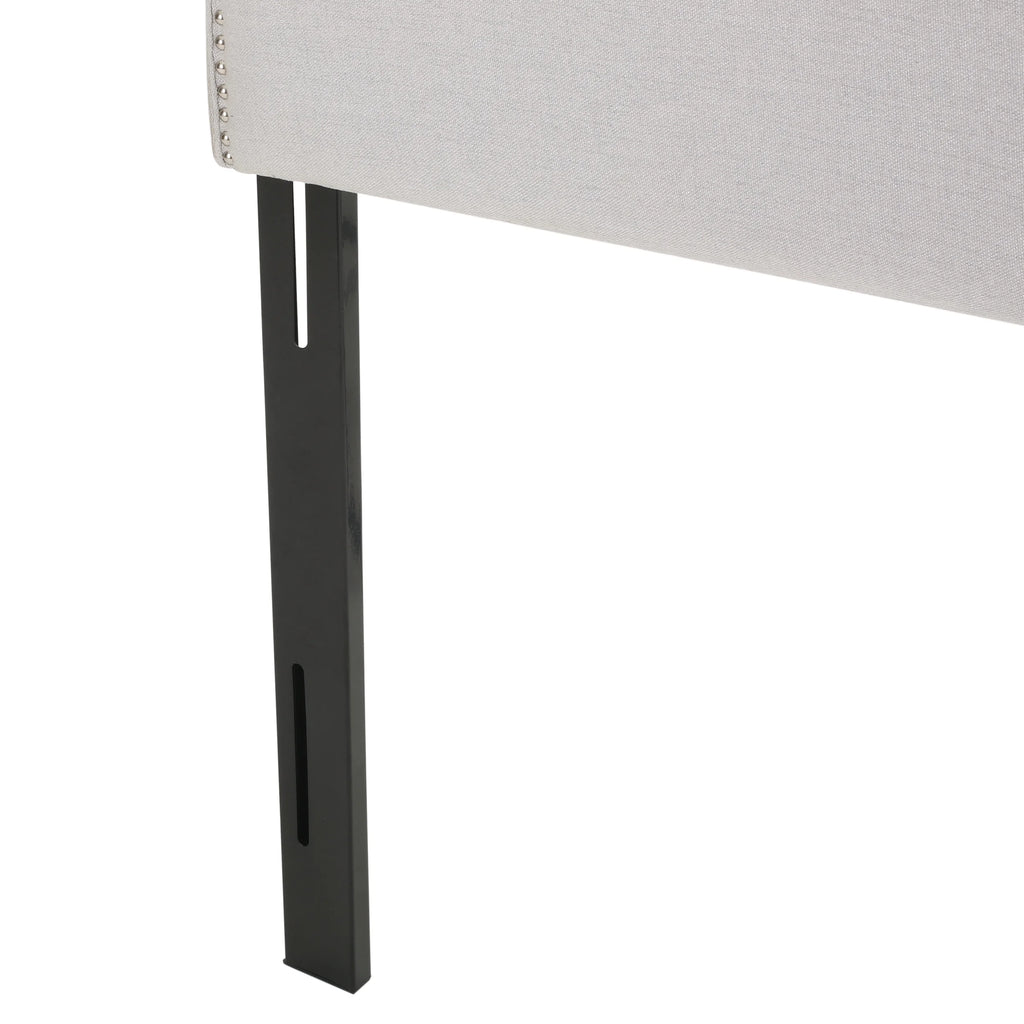 Light Gray Fabric Full/Queen Headboard with Nailhead Trim R34790