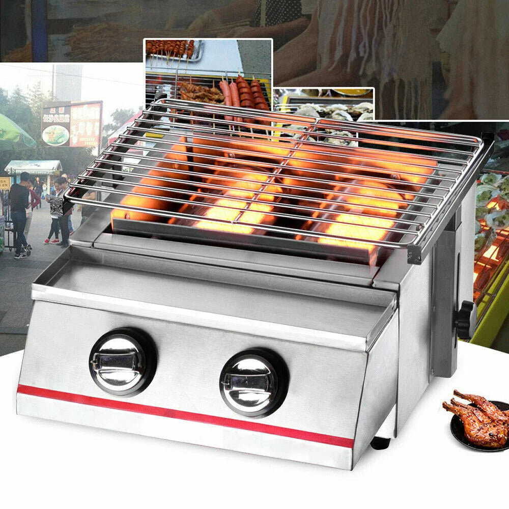 2 Burners Portable Stainless Steel Gas Grill D199674