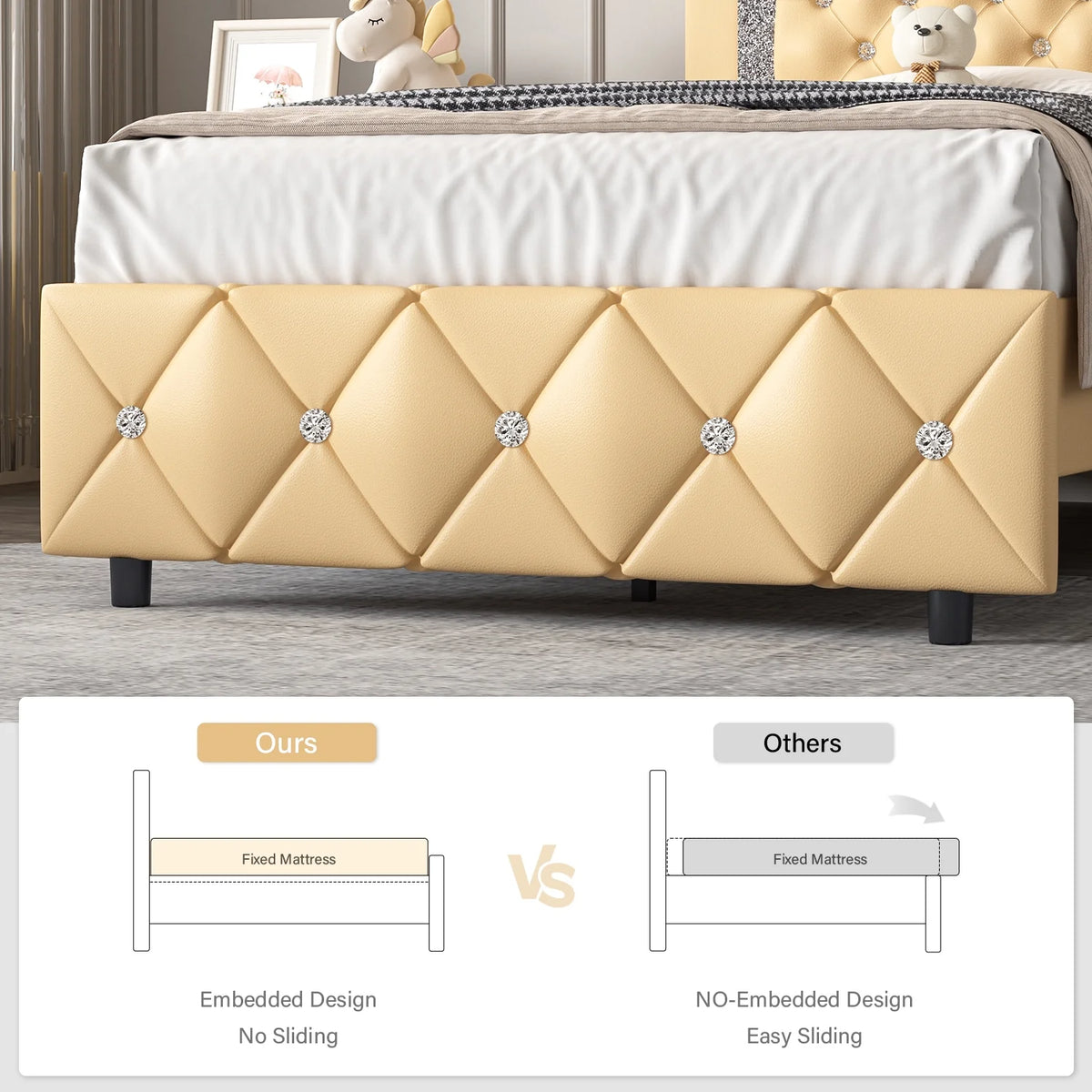 Black Twin Size Upholstered Platform Bed Frame with Headboard G38200