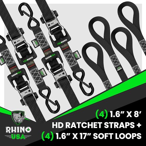 Heavy Duty Ratchet Straps 4-Pack Black Q59678