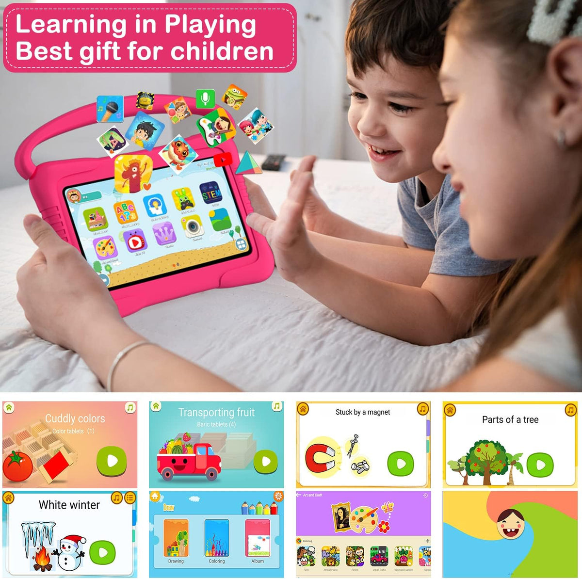 Kids Tablet 7 inch Android 11.0 HDTouchscreen Display 2+32GB Dual Camera Pack of 2 E4084