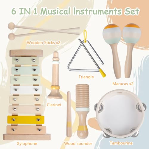 Wooden Percussion Instruments Set with Xylophone H69095