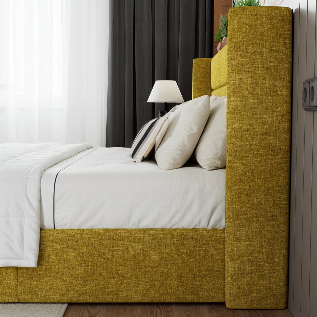 Beige Queen Size Lift Up Platform Bed Frame with Headboard K637