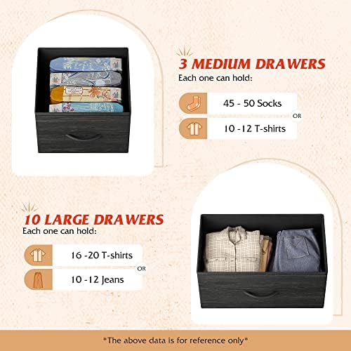Tall 13 Drawer Fabric Dresser with Wood Top O2271