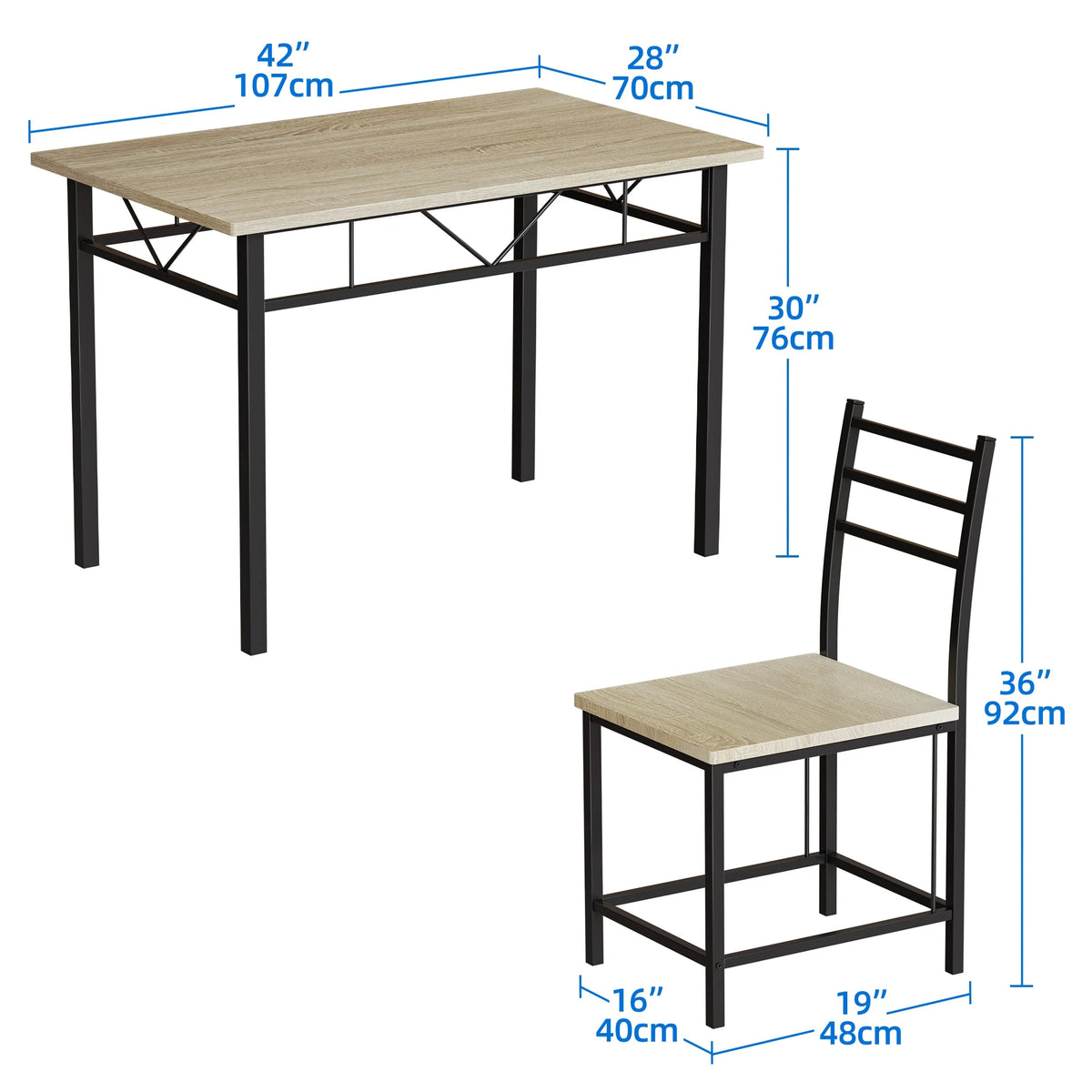 5 PC Wood Metal Dining Set J127048