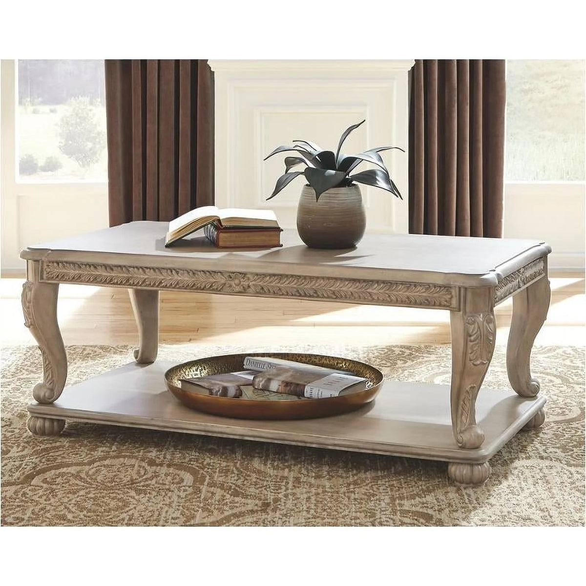 Light Brown Rectangular Cocktail Table J714572