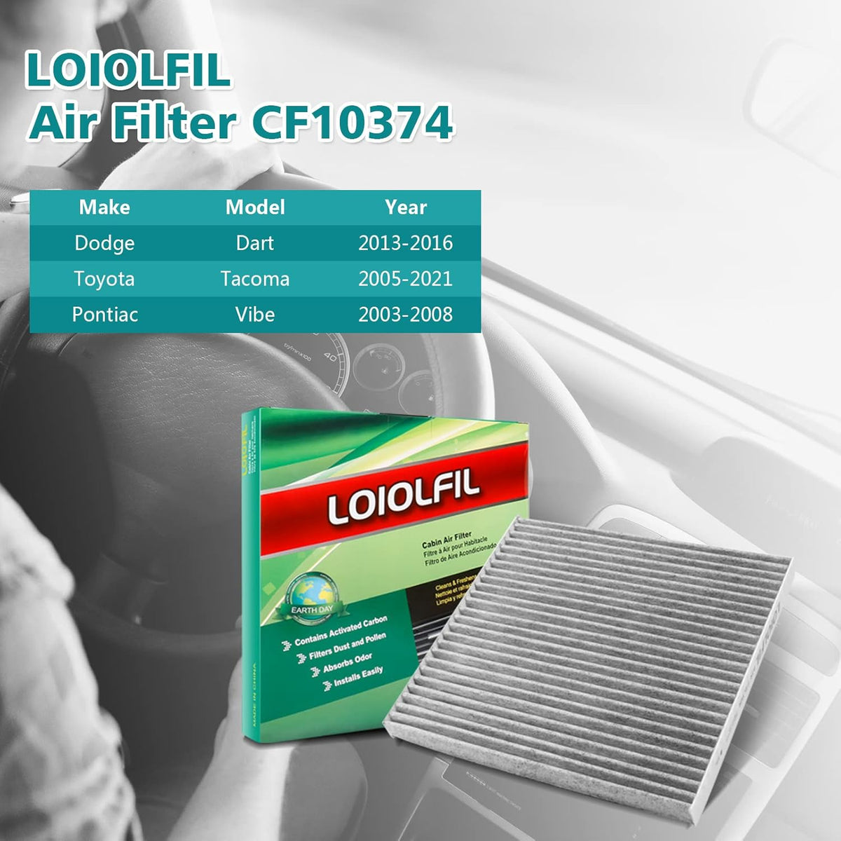 Cabin Air Filter with Activated Carbon Pack of 2 A890156