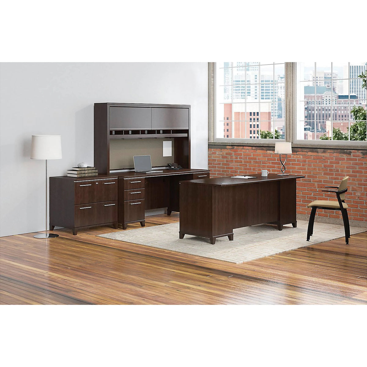 72w Double Pedestal Desk Mocha Cherry C3287