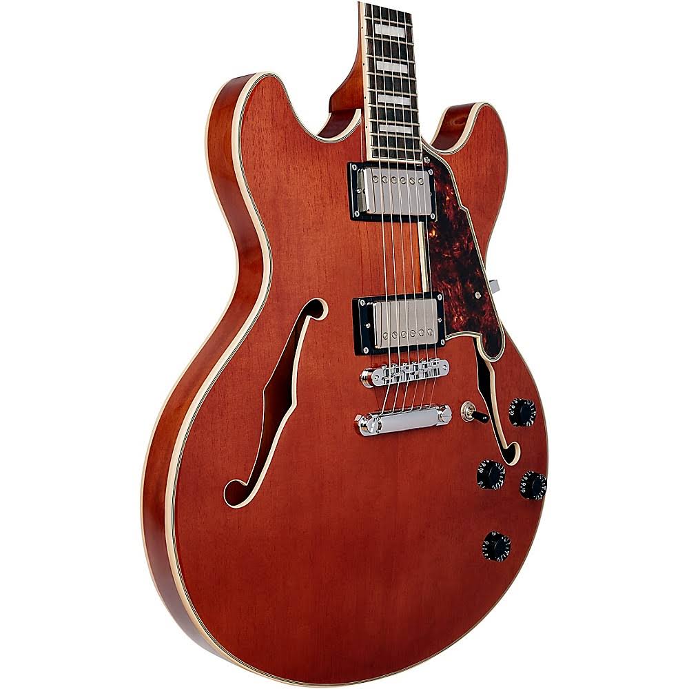 Semi-Hollow Electric Guitar with Seymour Duncan Humbuckers Walnut Stain U452