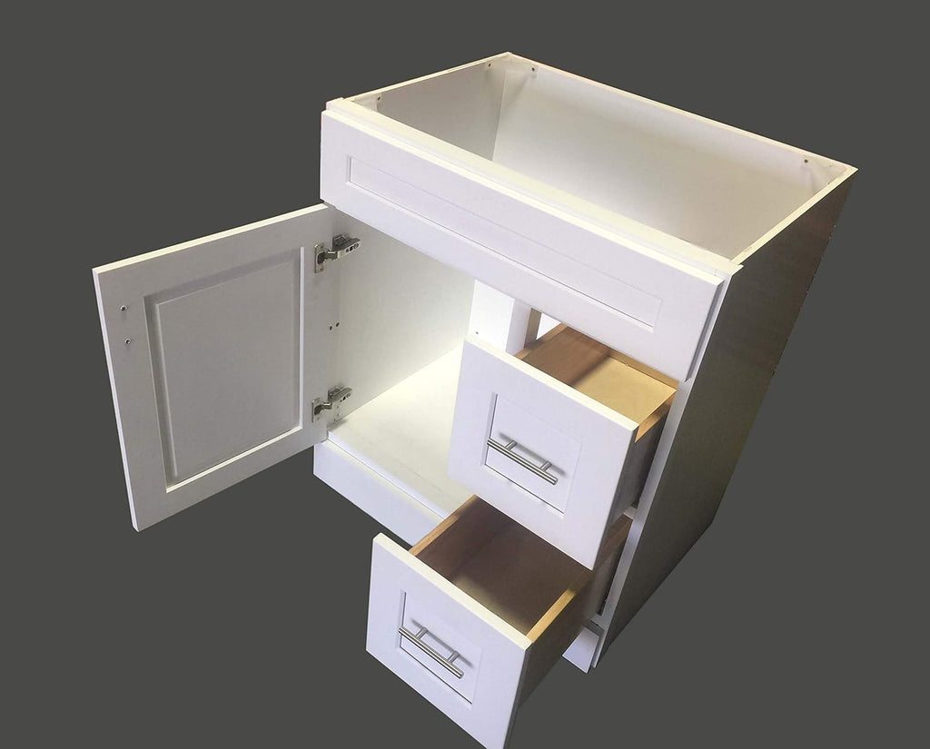 White Shaker Single-sink Bathroom Vanity Base Cabinet 30 Wide x 21 Deep F743651