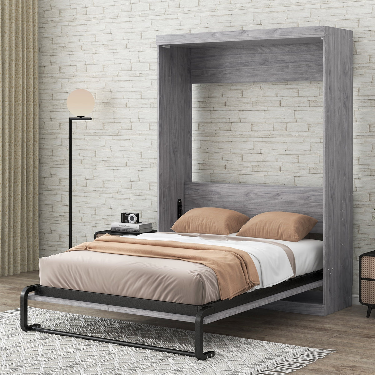 Pine Wood Full Size Murphy Bed O3716