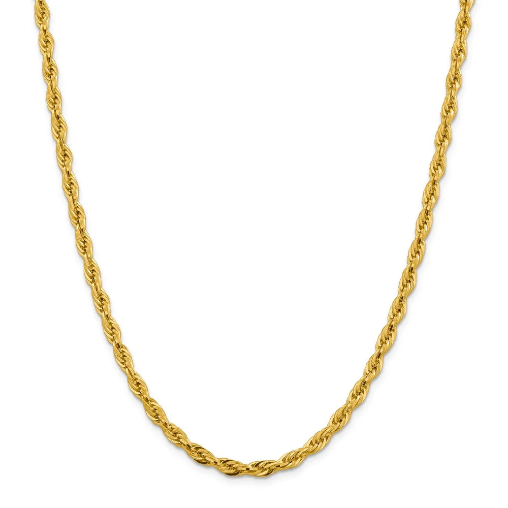14kt Yellow Gold 4.75mm Rope Chain 24 inch Lobster Clasp E545