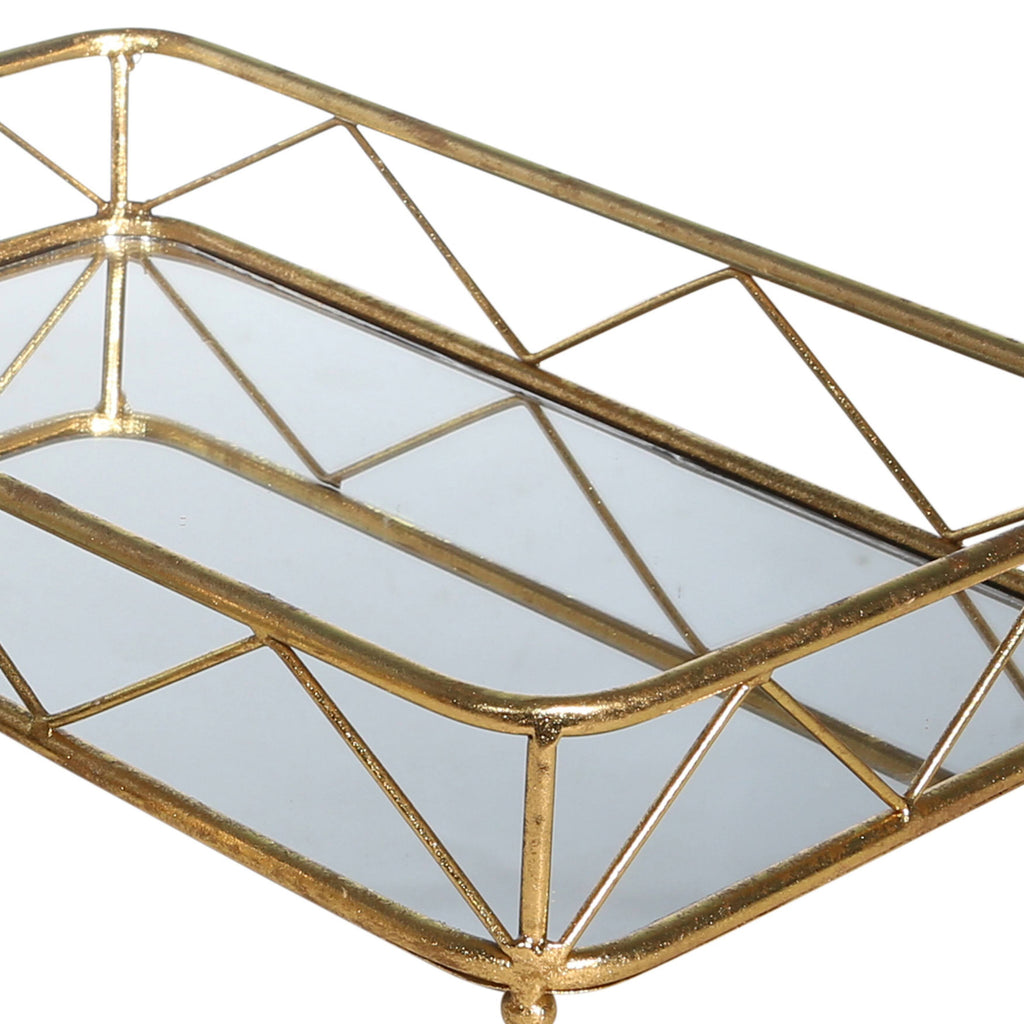 Rectangular Metal Frame Tray with Glass Top, Set of 2 Q45440