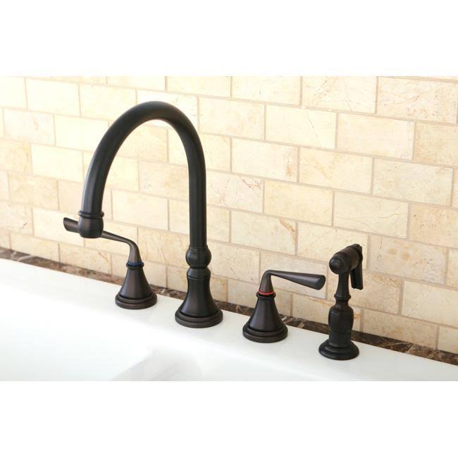 Polished Brass Widespread Kitchen Faucet with Sprayer F905338