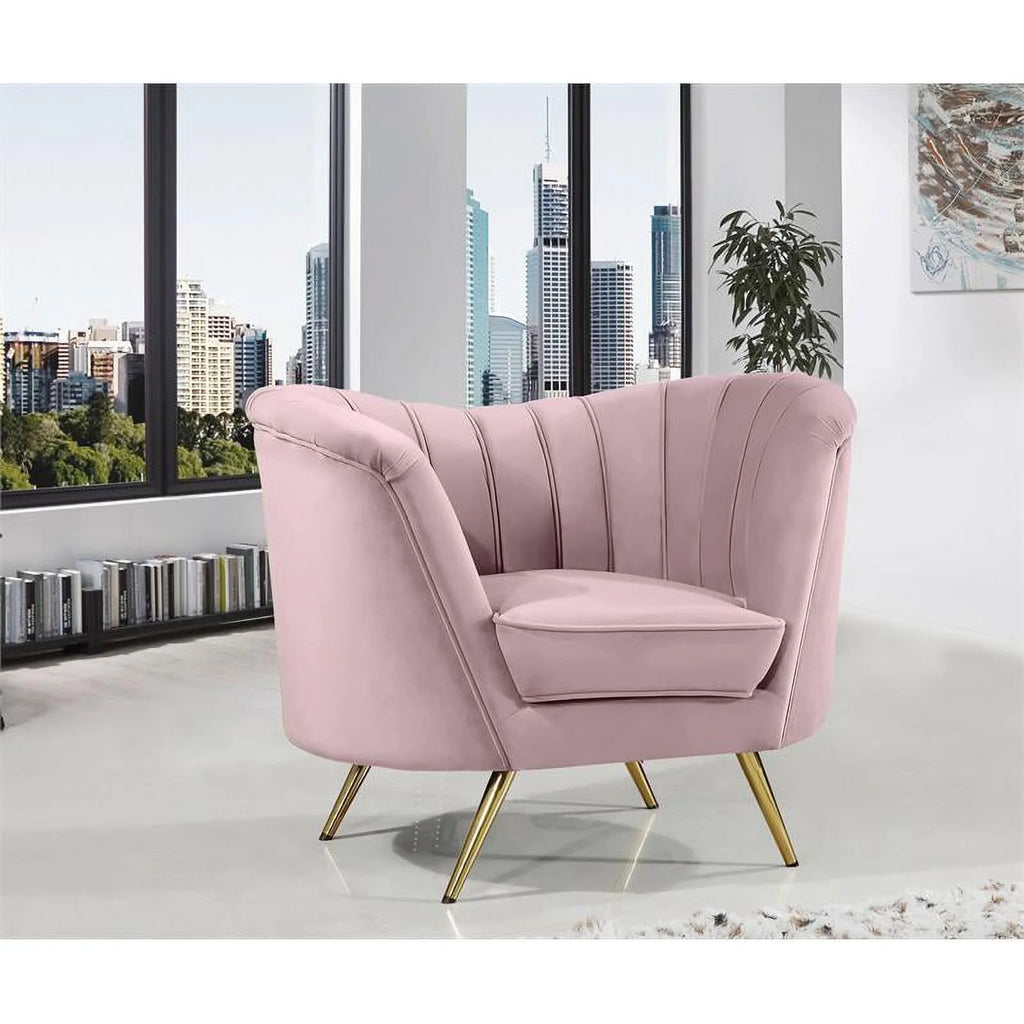 3-Piece Set with Accent Chair Loveseat and Sofa in Pink and Gold Q8132