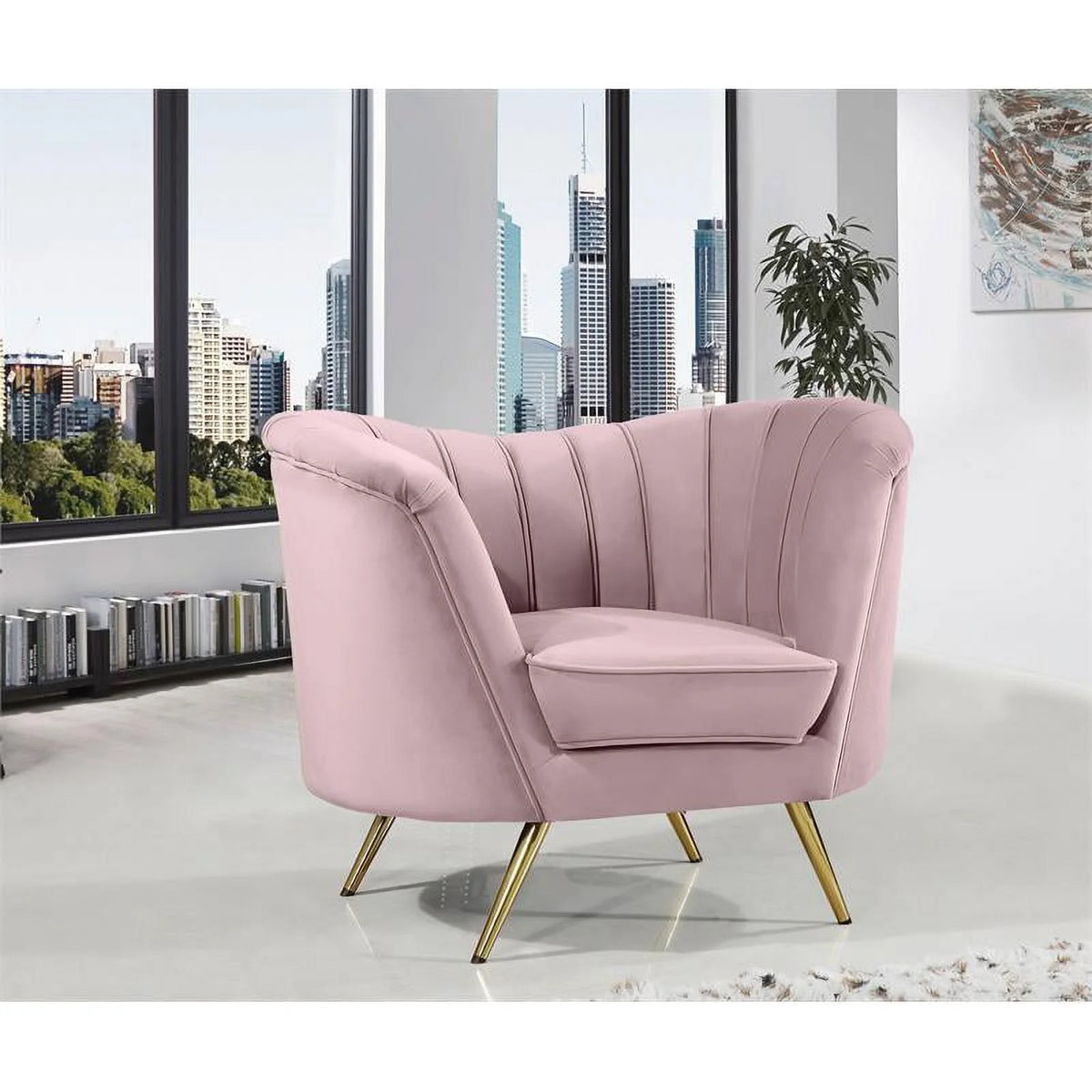 3-Piece Set with Accent Chair Loveseat and Sofa in Pink and Gold Q8132