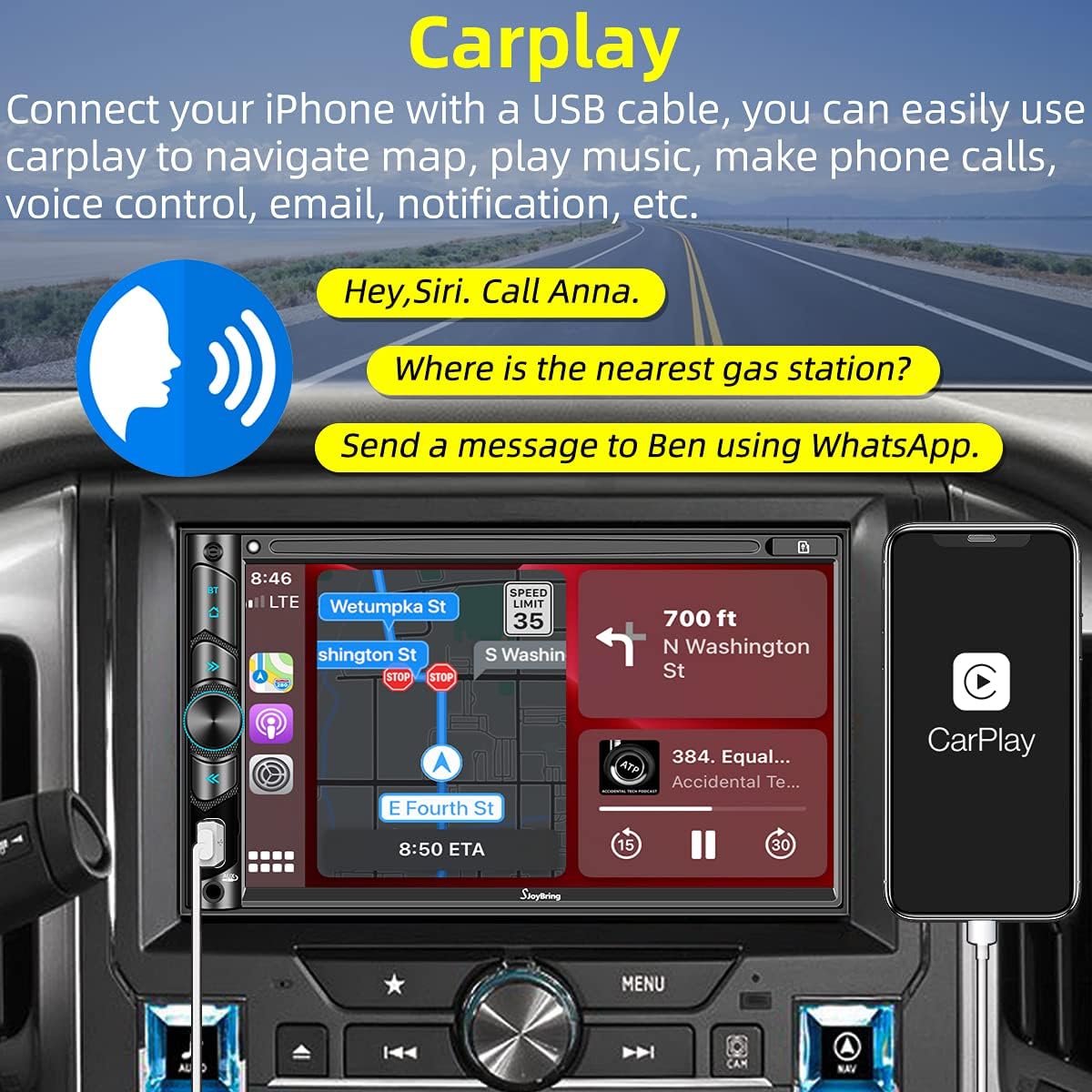 7" Capacitive Touchscreen Car Stereo with Bluetooth 5.0 T661678