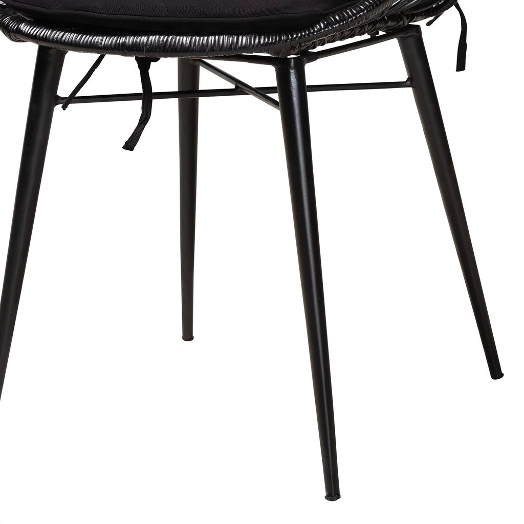 Black Rattan and Metal 2-Piece Dining Chair Set P313155