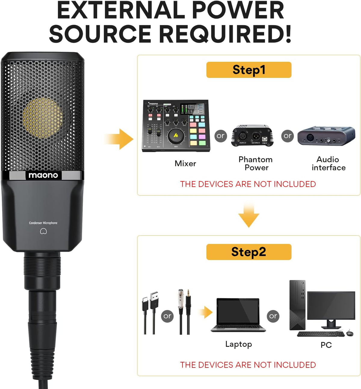 Pack of 2 XLR Condenser Microphone with 34mm Large Diaphragm Cardioid Studio Mic D317857