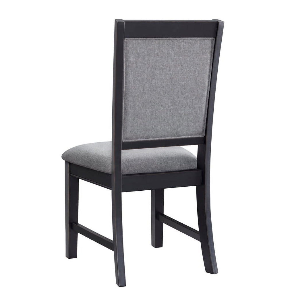 Black and Grey Linen Dining Room Chair (Set of 2) N33114
