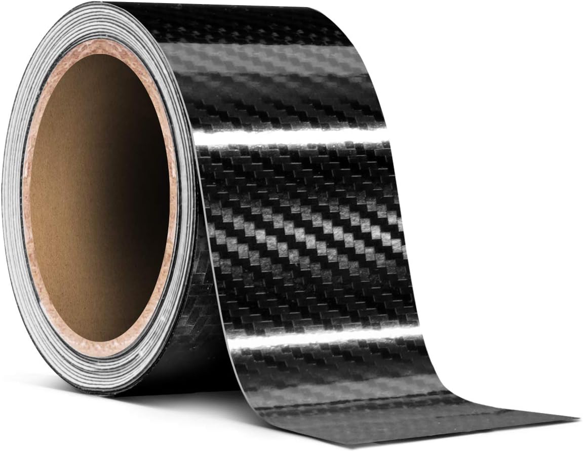 High Gloss Black Carbon Fiber Vinyl Wrap Tape Roll (12 Inch x 20ft) Pack of 2 Y928954