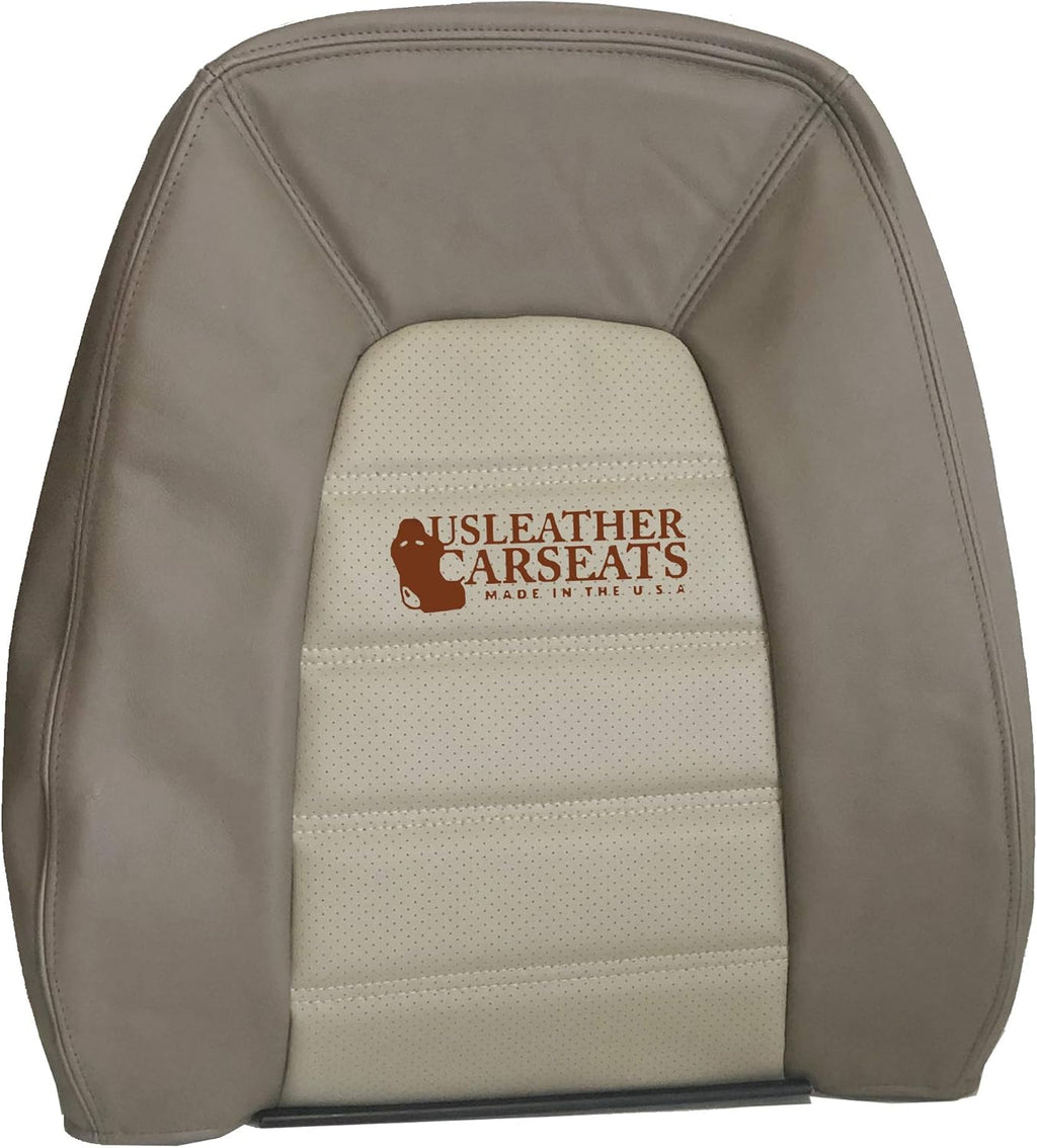 Perforated Leather Seat Cover Two Tone Tan E750782