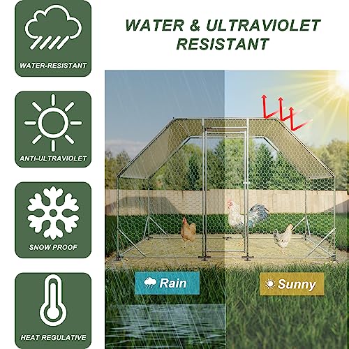 Large Metal Walk-in Chicken Coop with Waterproof Cover W602810