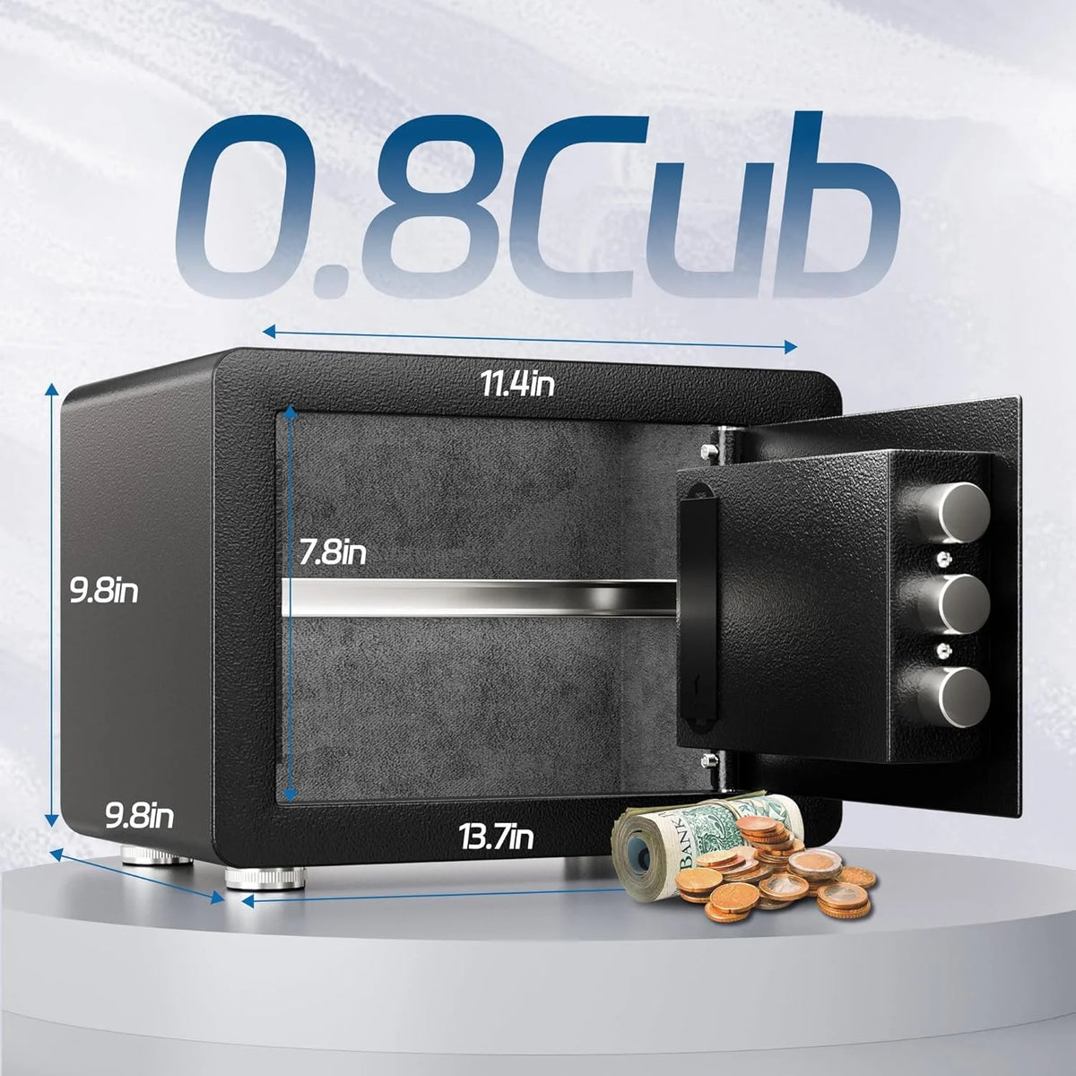0.8 Cubic Feet Steel Security Safe with Lock Box H615