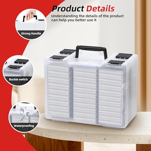 Clear Trading Card Storage Box for 3200+ Double Sided Card Deck Case T408155
