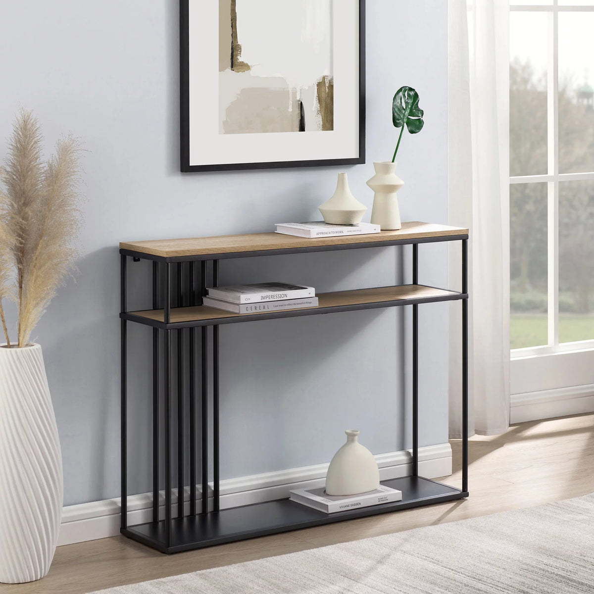 41" Slatted-Side Metal Console Table Z231616