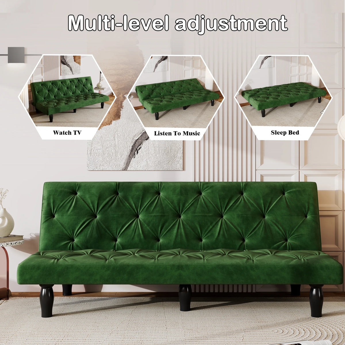 66" Green Velvet Sofa Bed Q4751