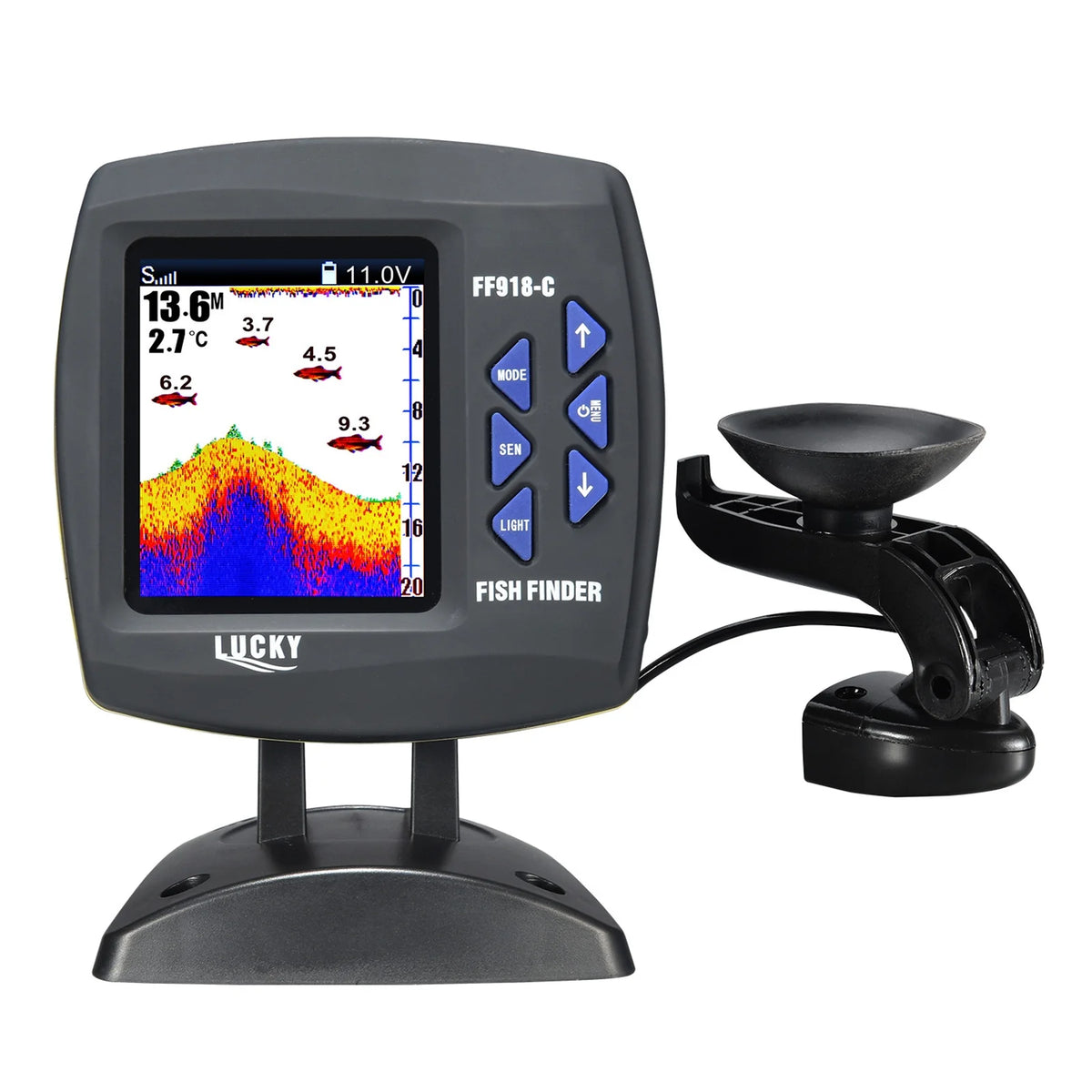 Wired Transducer Fish Finder 45 Degrees Underwater LCD N714392