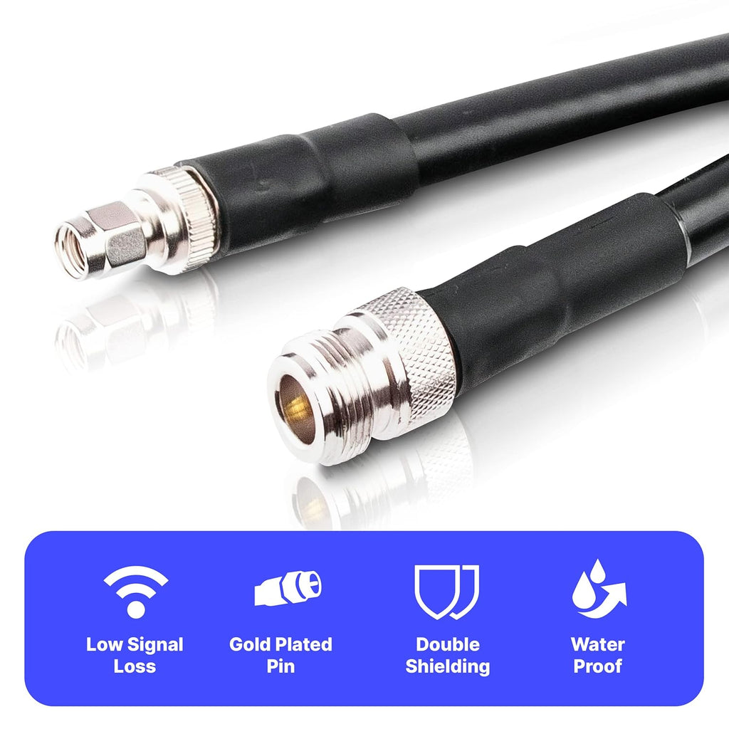 N Type Female to RP-SMA Male 10ft Low Loss Extension Cable I64960