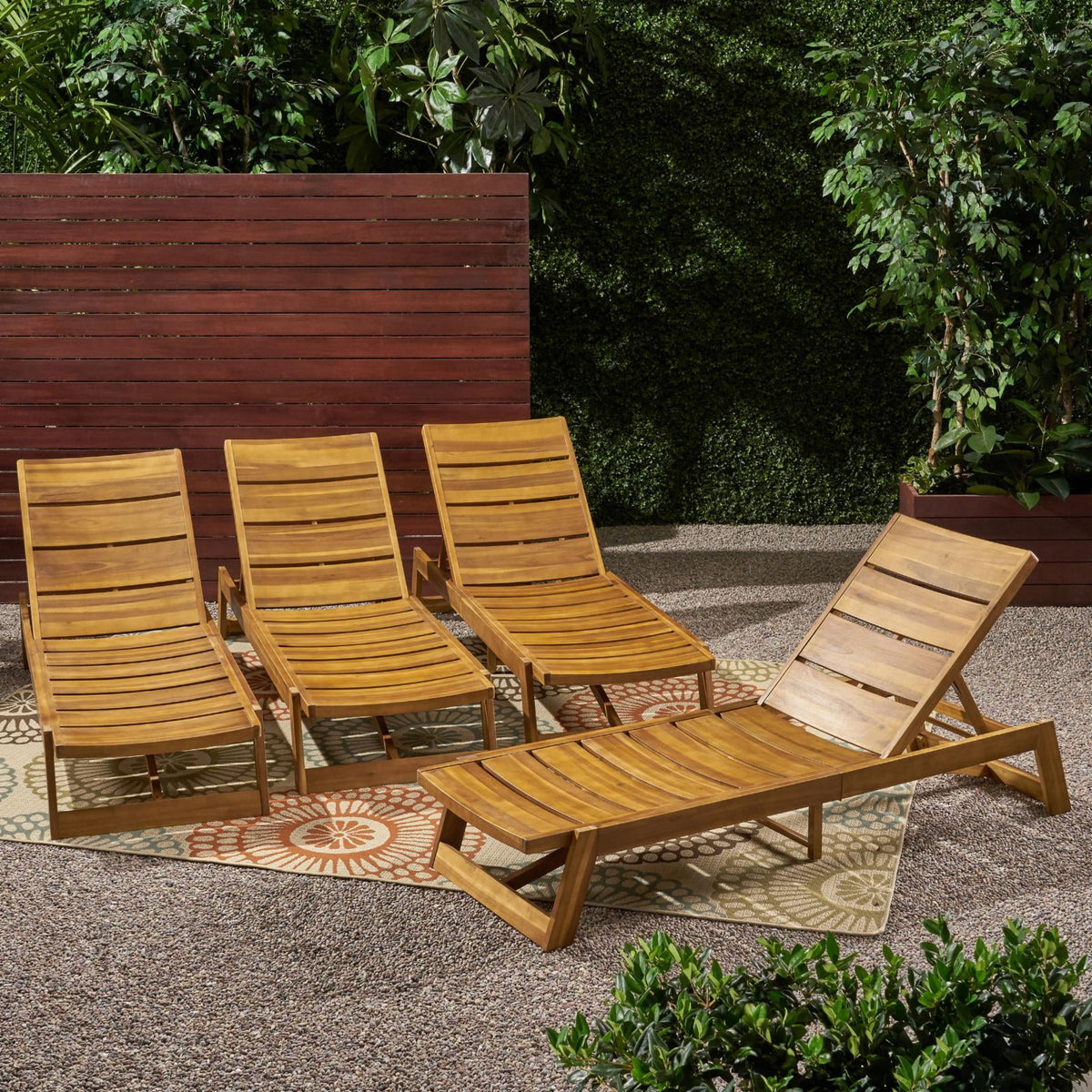 Acacia Wood Chaise Lounge Set of 4 K174