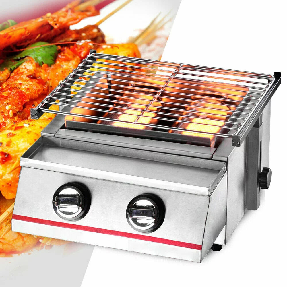 2 Burners Portable Stainless Steel Gas Grill D199674