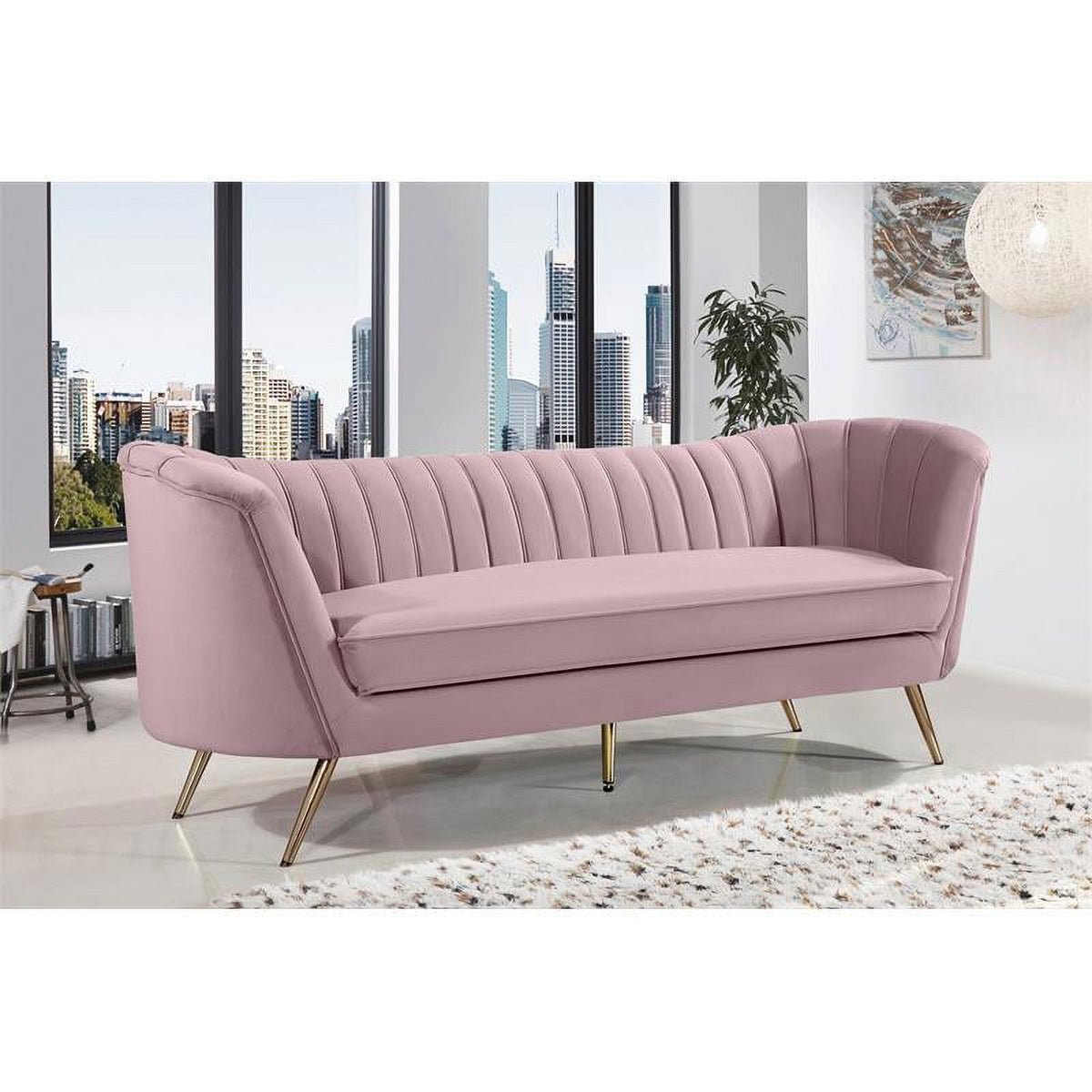 3-Piece Set with Accent Chair Loveseat and Sofa in Pink and Gold Q8132