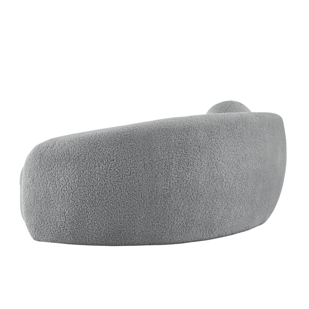 Grey Upholstered Sherpa Curve Back Sofa D610