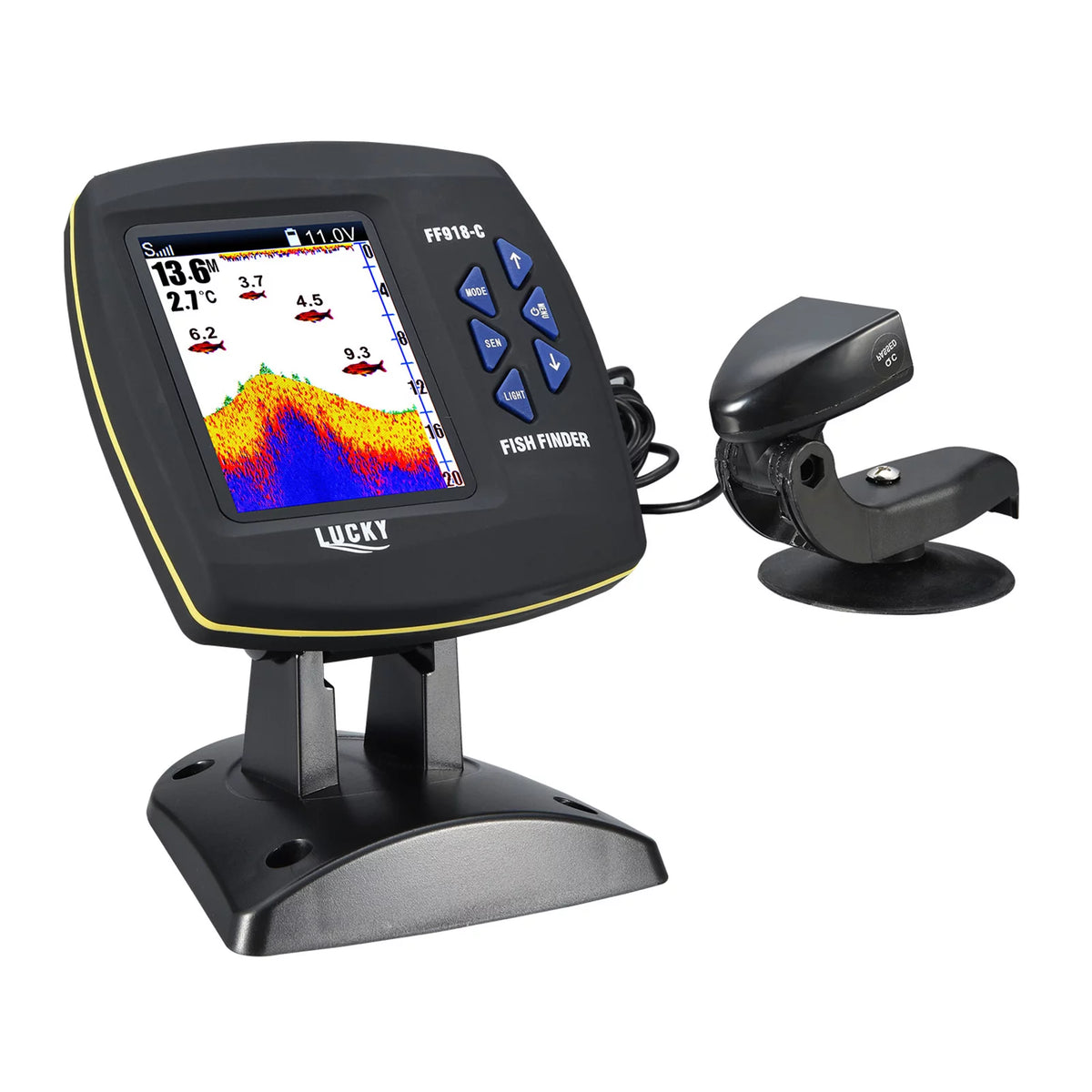 Wired Transducer Fish Finder 45 Degrees Underwater LCD N714392