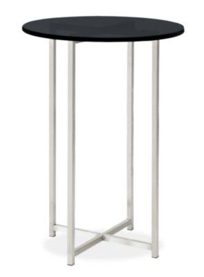 Modern Classic Round End Table in Stainless Steel with Smoke Tempered Glass Top X319366