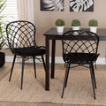 Black Rattan and Metal 2-Piece Dining Chair Set P313155