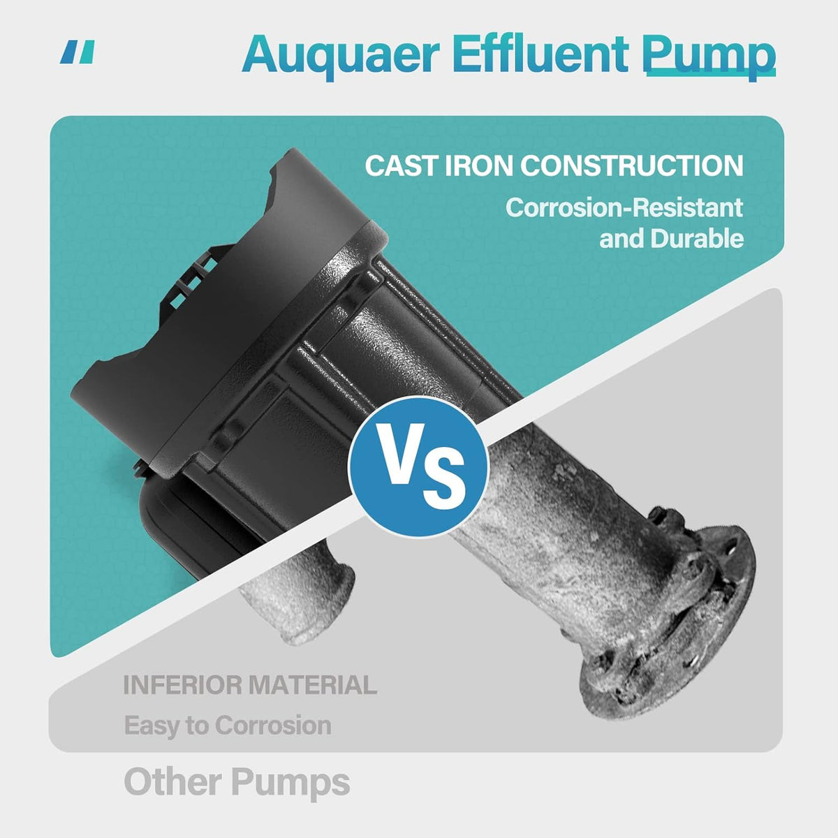 Submersible Sewage Pump 1/3HP Cast Iron 3680 GPH Automatic Vertical Float Switch Effluent Pump T80770