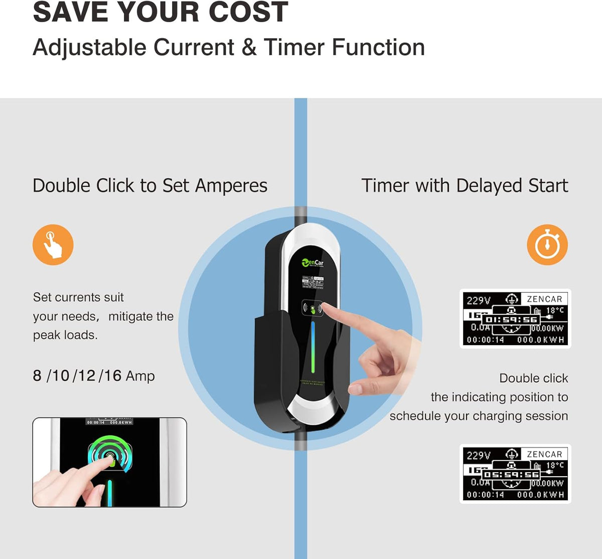 Portable EV Charger with NEMA 6-20 Plug and 5-15 Adapter X6135