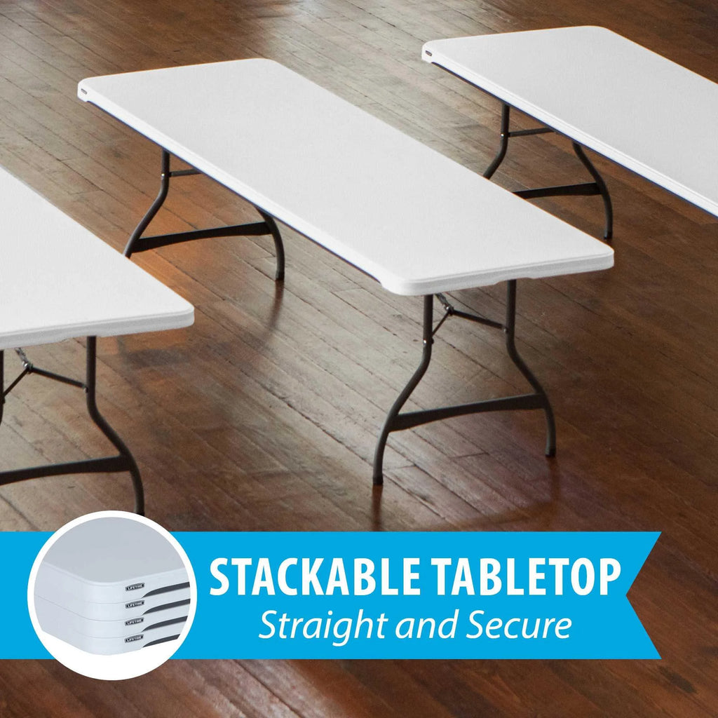 White Granite 8 Foot Rectangle Folding Table S259347