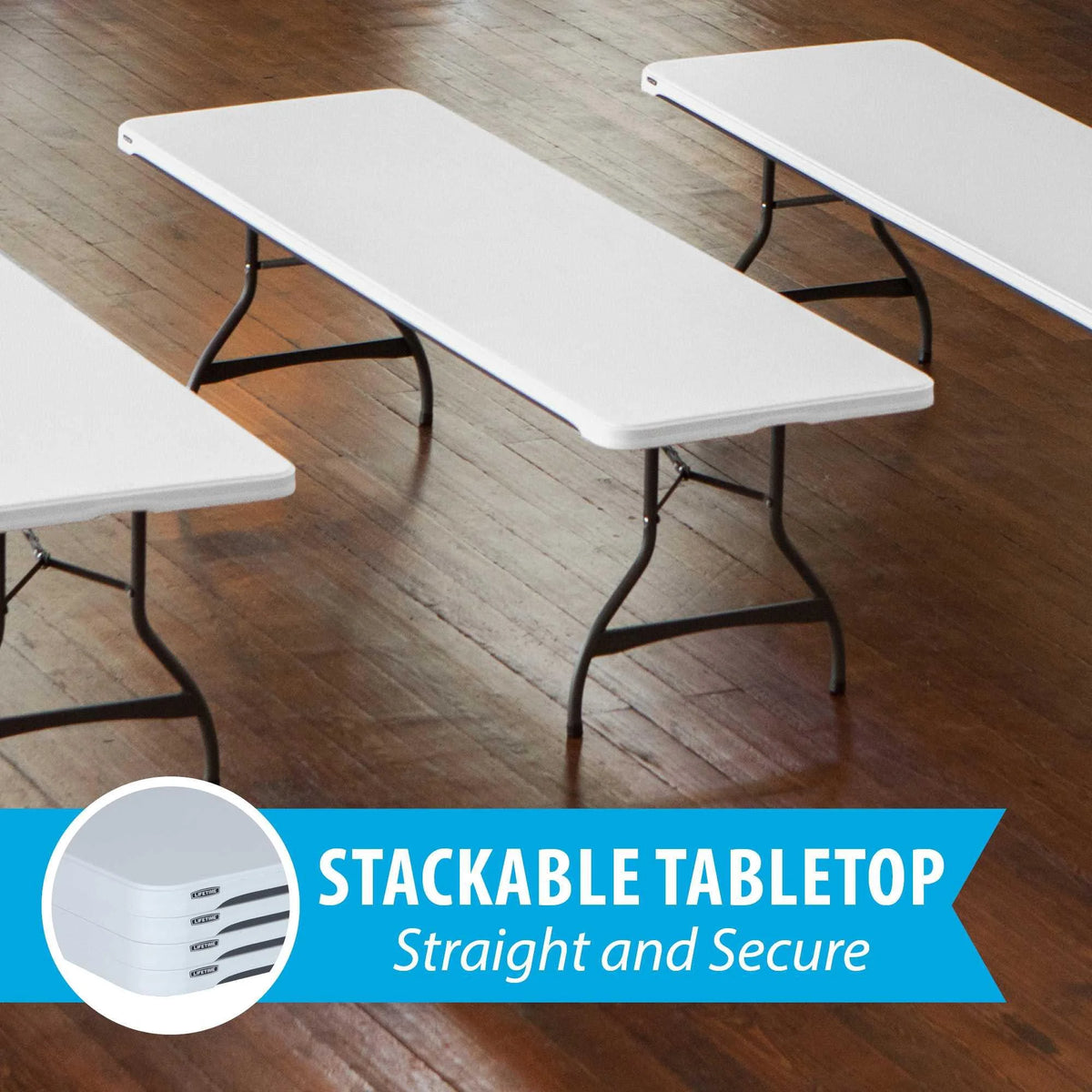 White Granite 8 Foot Rectangle Folding Table S259347