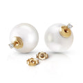 14k Solid Gold Stud Earrings with White Shell Pearls N5492